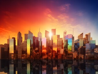 city at sunset (Generative AI)