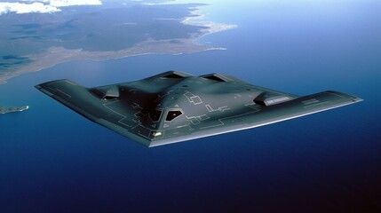 Futuristic modern stealth bomber jet airplane - obrazy, fototapety, plakaty