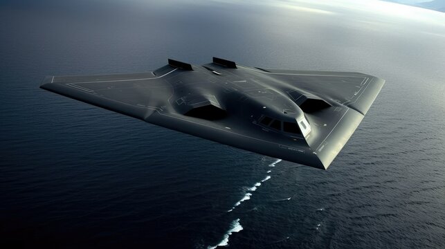 Futuristic modern stealth bomber jet airplane