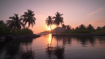Obraz na płótnie Canvas sunset on the river. Generative Ai
