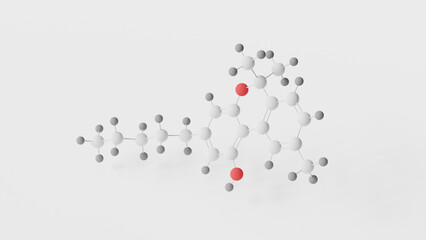 cannabinol molecule 3d, molecular structure, ball and stick model, structural chemical formula cbn