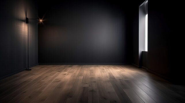 empty room with wooden floor. Generative AI