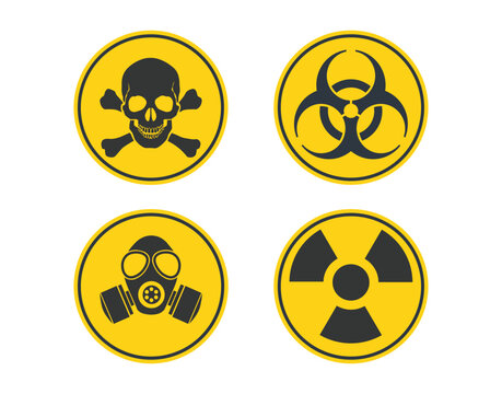 Set of Hazard Warning Yellow Signs.

