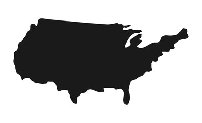 USA map. Outline of the USA in black on a white background. USA vector map