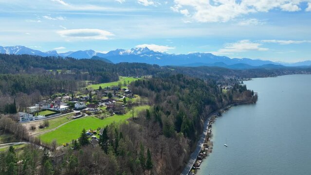 Wonderful Lake Woerthersee in Austria - aerial view - travel photography