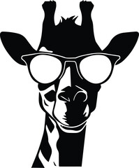 Giraffe In Sunglasses Logo Monochrome Design Style
