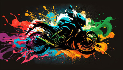 stylish motorcycle in abstract graphic style, generative Ai