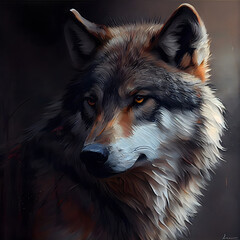 Portrait of a wolf. Digital painting. Portrait of a wolf.