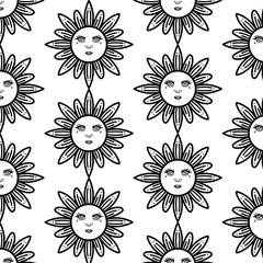 seamless pattern sun mandala. Geometric mandala symbol of spirituality and healing. 