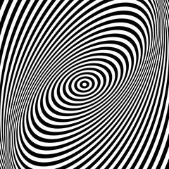 Twisting Whirl Motion and 3D Illusion in Abstract Op Art Striped Lines Pattern.