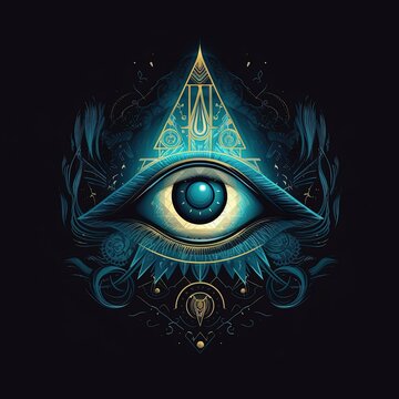 abstract illuminati eye created with Generative AI technology.