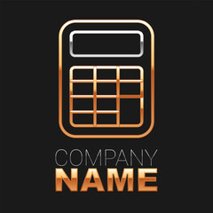 Line Calculator icon isolated on black background. Accounting symbol. Business calculations mathematics education and finance. Colorful outline concept. Vector