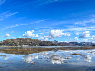 View of the Barmouth Estuary during high tide. Selective focus