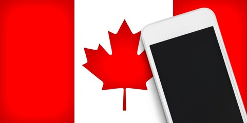 Blank screen on mobile phone with Canada flag