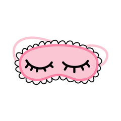 Pink eye mask for sleep. Dreams. Vector stock illustration. isolated. White background