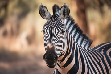 zebra looking at the camera looking at the camera, ai generated.