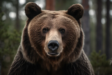 bear looking at the camera, beautiful background, ai generated.