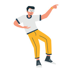 Isolated male cartoon character with virtual reality glasses Vector