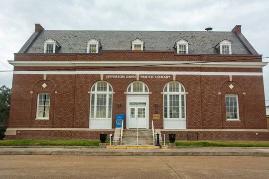 Jennings, USA - December 7, 2022 -  Jefferson Davis Parish Public Library In Jennings, Louisiana