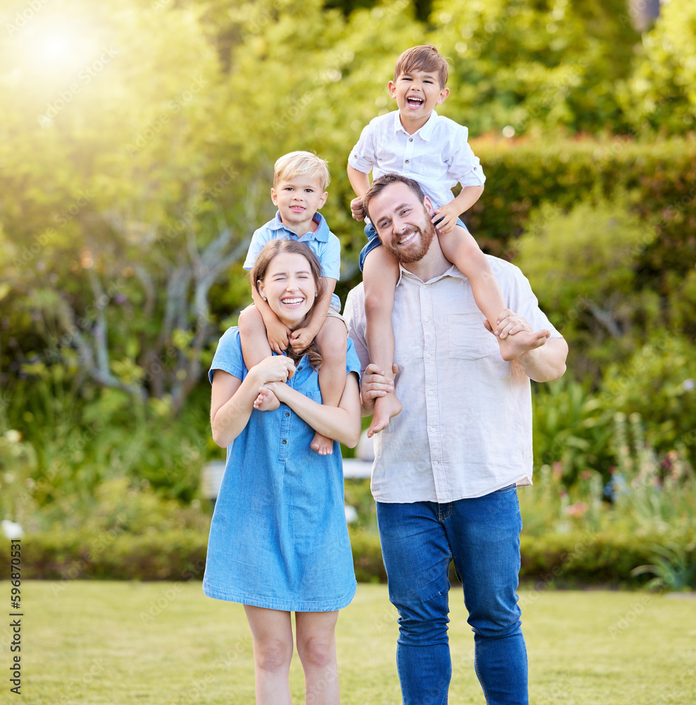 Wall mural fun on a sunny day. shot of a young family spending a day at the park.