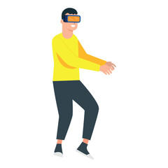 Isolated male cartoon character with virtual reality glasses Vector