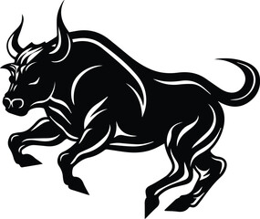Bull Logo Monochrome Design Style
