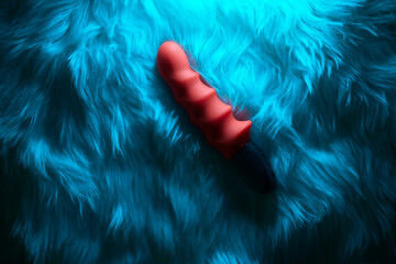 Vibrator for relaxation and pleasure.Vibrator for sex games. - obrazy, fototapety, plakaty