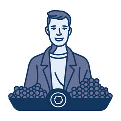 Handsome businessman holding grapes, a symbol of success
