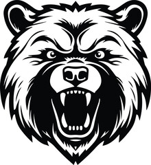 Angry Bear Logo Monochrome Design Style
