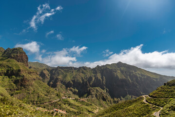 Fototapeta premium View to Maska valley on sunny March day, Tenerife, Canary islands, Spain