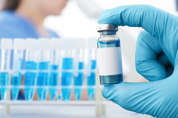Fototapeta premium Bottle of Vaccine in doctor hands in hospital