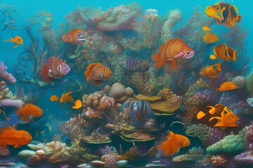 Fototapeta na wymiar Tiger grouper on coral reef - generative ai