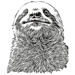 Hand drawn Sloth on a white background, Sloths