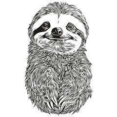 Sloth vector illustration line art drawing black and white Sloths © Сергей Тарасюк