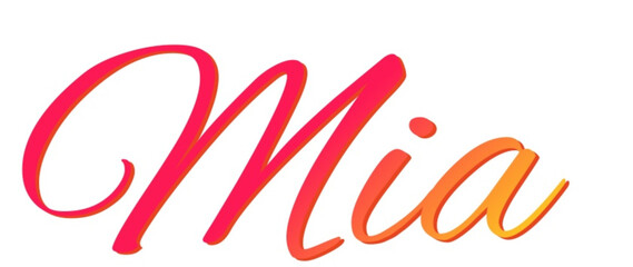 Mia - red and yellow color - female name - ideal for websites, emails, presentations, greetings, banners, cards, books, t-shirt, sweatshirt, prints	
