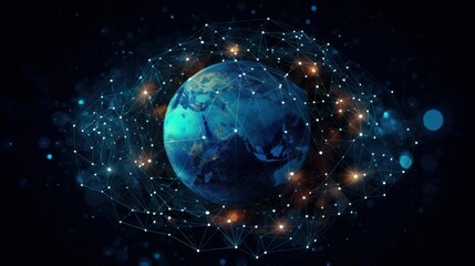 Obraz premium digital telecommunication network on the planet, generative ai