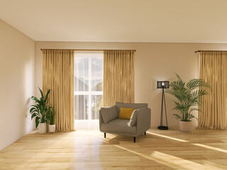 Living room interior 3d render, 3d illustration