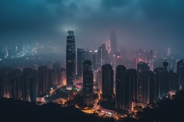 Fototapeta na wymiar A view of the Changsha city skyline in China. Generative AI
