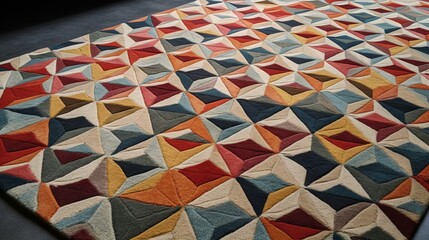 Eye catching geometric patterned rug. AI generated