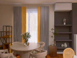 Living room interior 3d render, 3d illustration