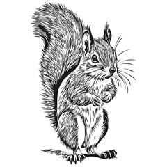 Vintage engrave isolated squirrel illustration cut ink sketch baby squirrel. © Сергей Тарасюк