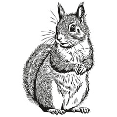 Vintage engrave isolated squirrel illustration cut ink sketch baby squirrel. © Сергей Тарасюк