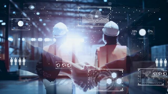 AIによる自動化された倉庫の効率的な物流プロセス、最新の技術や人工知能を活用した倉庫や物流の現代化イメージ