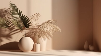 Minimalistic abstract gentle light beige background. AI generative