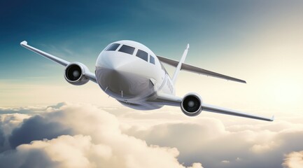 Naklejka na ściany i meble Airplane in sky. Illustration AI Generative.