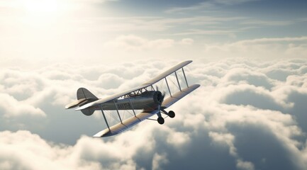 Fototapeta na wymiar Airplane in sky. Illustration AI Generative.
