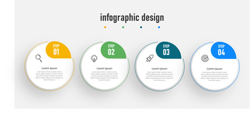 infographic design template with icons and 4 options or steps. Can be used for process diagram, presentations, workflow layout, banner, flow chart,