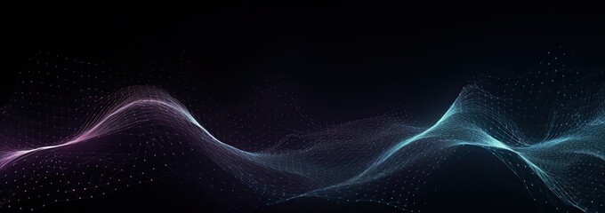 Internet network technology background with blue digital waves data visualization technology concept