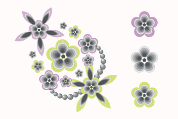 Vector set of abstract flowers