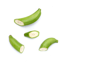 Raw banana isolated on white background.